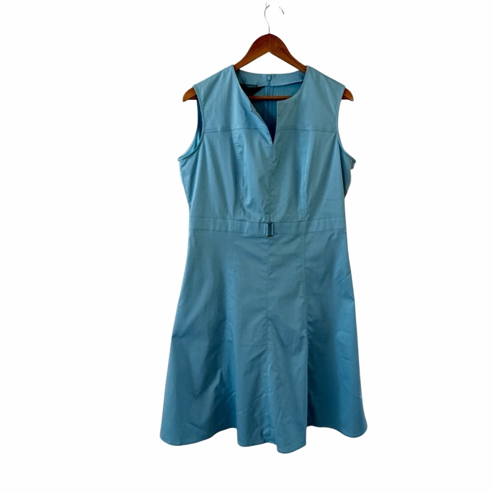 Ming Wang Sky Blue Sheath Dress Womens M Minimalist Classic Office Career NWT